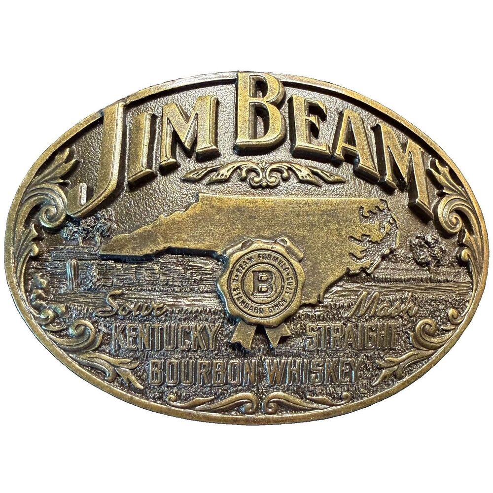 Vintage Jim Beam Bourbon Whiskey Belt Buckle 1993 Limited Edition 3.5"